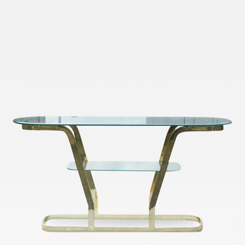 Two Tier Brass And Glass Console Sofa Table