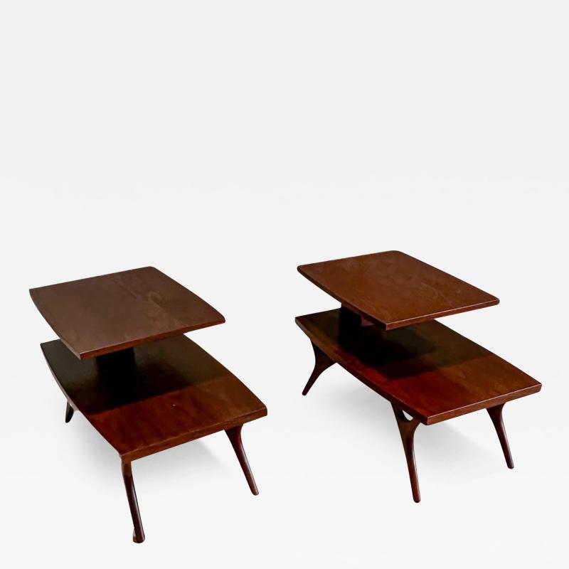 Two Tier Vladimir Kagan Style End Side Tables 1960