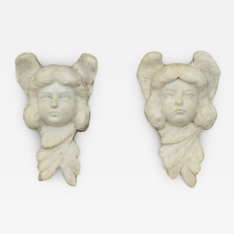 Two beautiful angels made of carved Carrara marble North Italy 1830s 