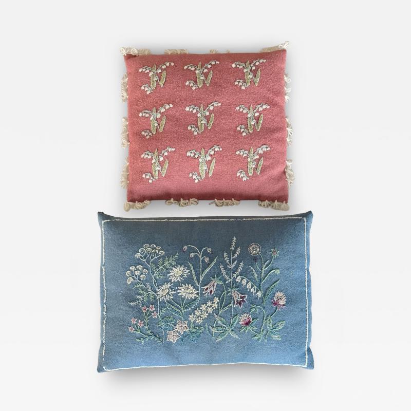 Two small embroidered pillows Sweden early mid 20th century
