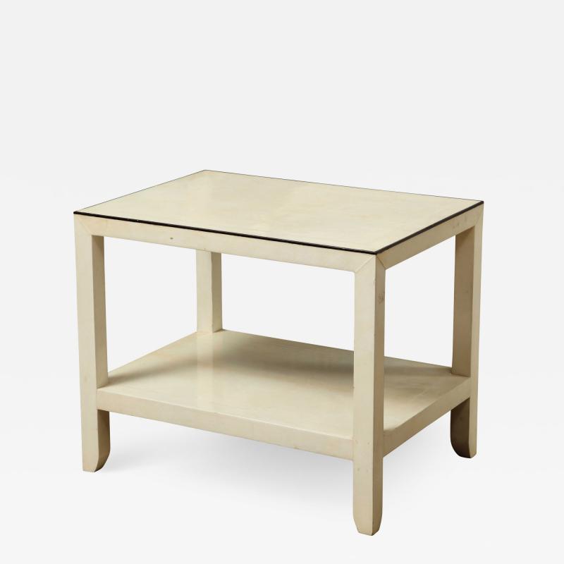 Two tiered Parchment Side Table