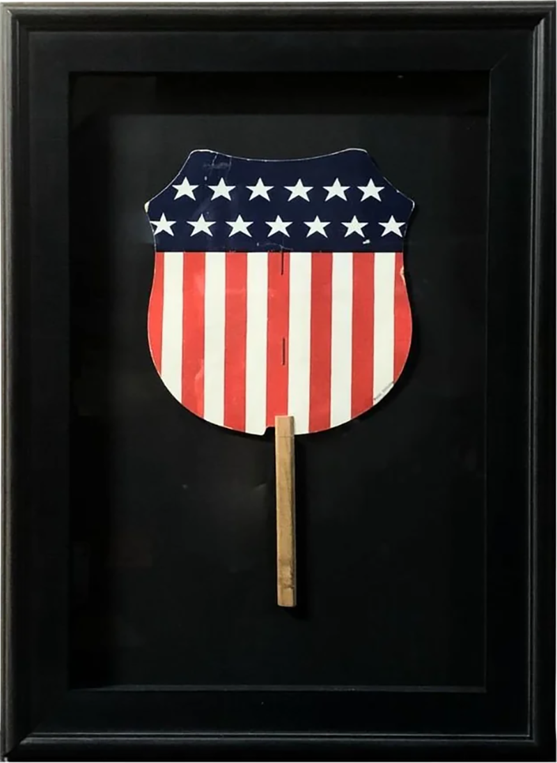 U S Shield Patriotic Printed Paddle Fan Circa 1918