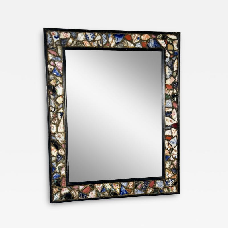 UNUSUAL MODERN CERAMIC SHARD MOSAIC FRAMED MIRROR