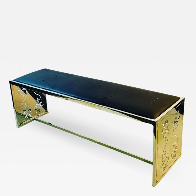 UNUSUAL MODERN CHROME CUT OUT BENCH