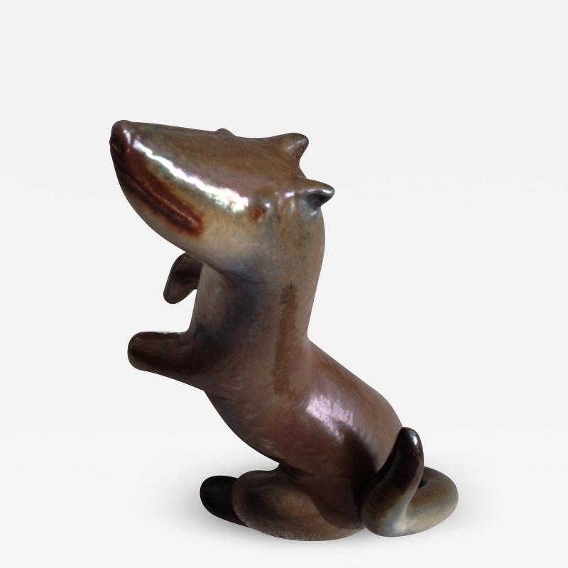 UNUSUAL MODERNIST ITALIAN TERRACOTTA WEASEL SCULPTURE