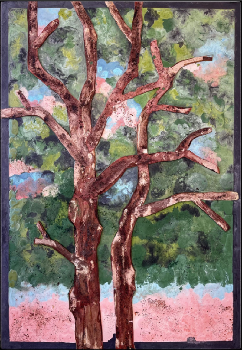 Ugo Schildge Tree pink background 2023