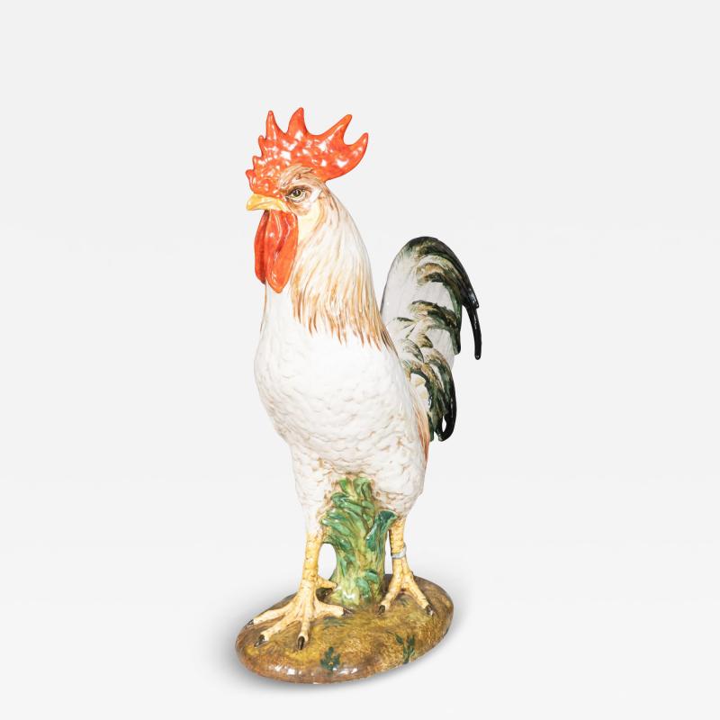 Ugo Zaccagnini Large Majolica Rooster By Ugo Zaccagnini