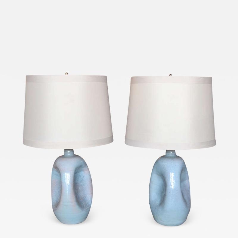 Ugo Zaccagnini Pair of Crackle Glaze Table Lamps