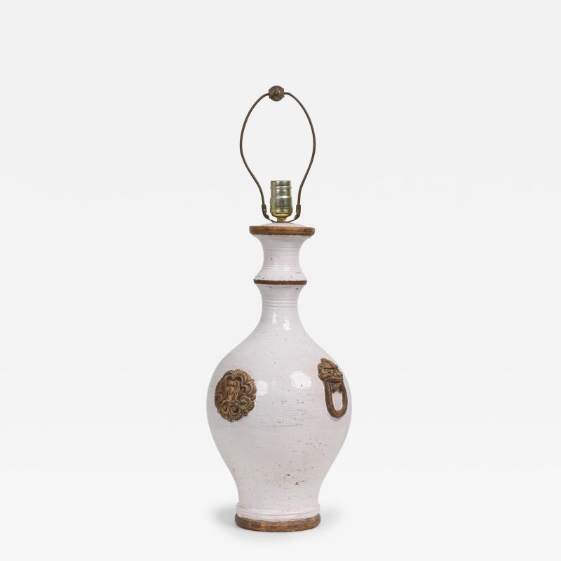 Ugo Zaccagnini Ugo Zaccagnini Italian Ceramic White Glaze Urn Vase Form Table Lamp