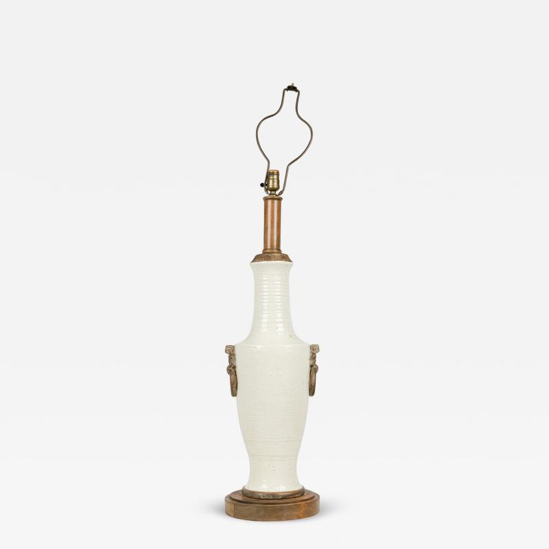 Ugo Zaccagnini Ugo Zaccagnini Mid Century Italian Ceramic Tall Urn Table Lamp on Wood Stand