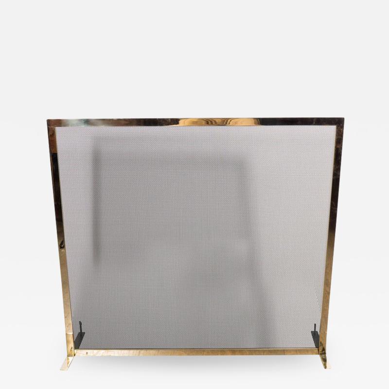 Ultra Chic Custom Minimalist Fire Screen Polished and Lacquered Brass