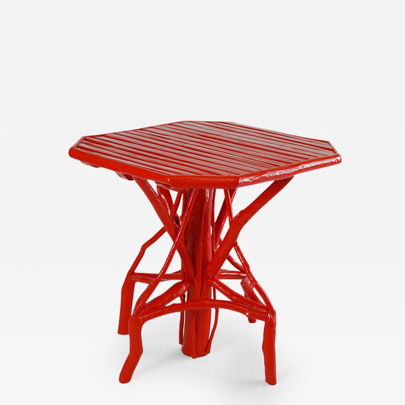 Umberto Pasti RED LACQUER ROOT OCTOGONAL TABLE