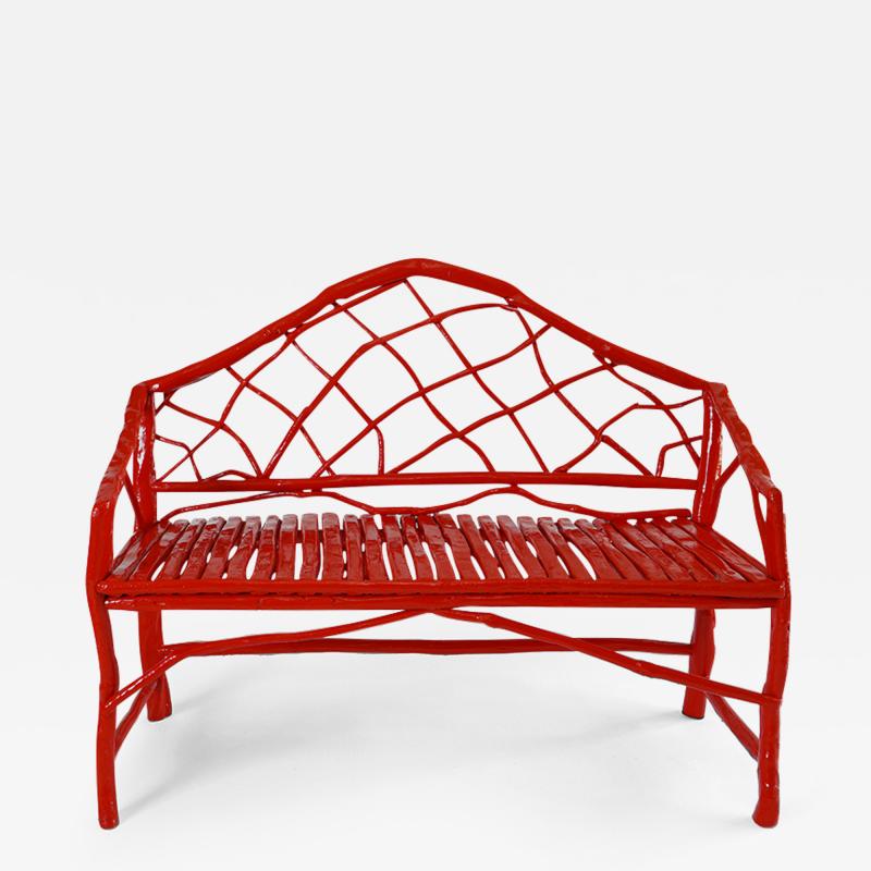 Umberto Pasti RED LACQUER ROOT REGENCY BENCH