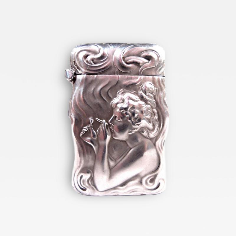 Unger Brothers Art Nouveau Match Safe with Ethereal Nymph Lighting Up