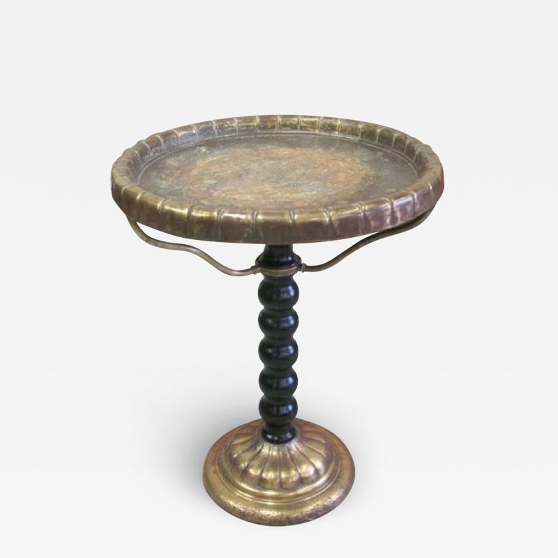 Unique Italian Modern Neoclassical Hammered Brass Copper Side End Table 1930