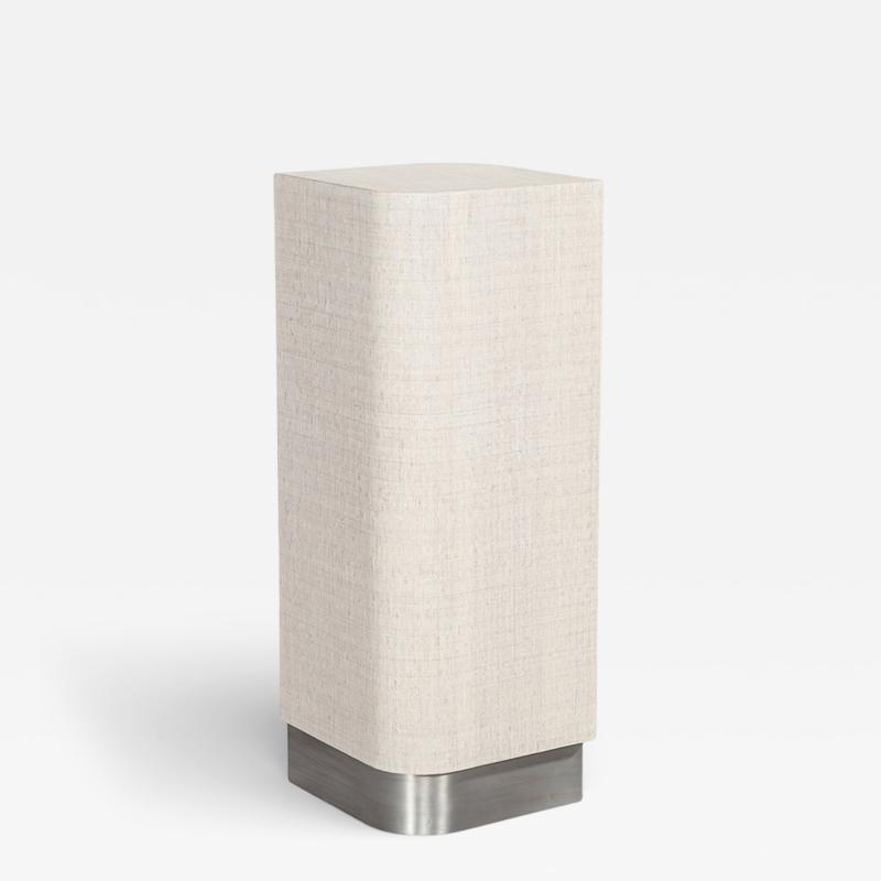 Unique Linen Wrapped Pedestal Stand with Metal Base