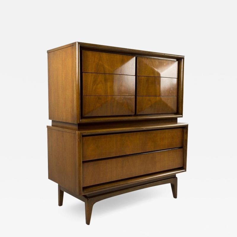United Furniture Mid Century Diamond Highboy Dresser