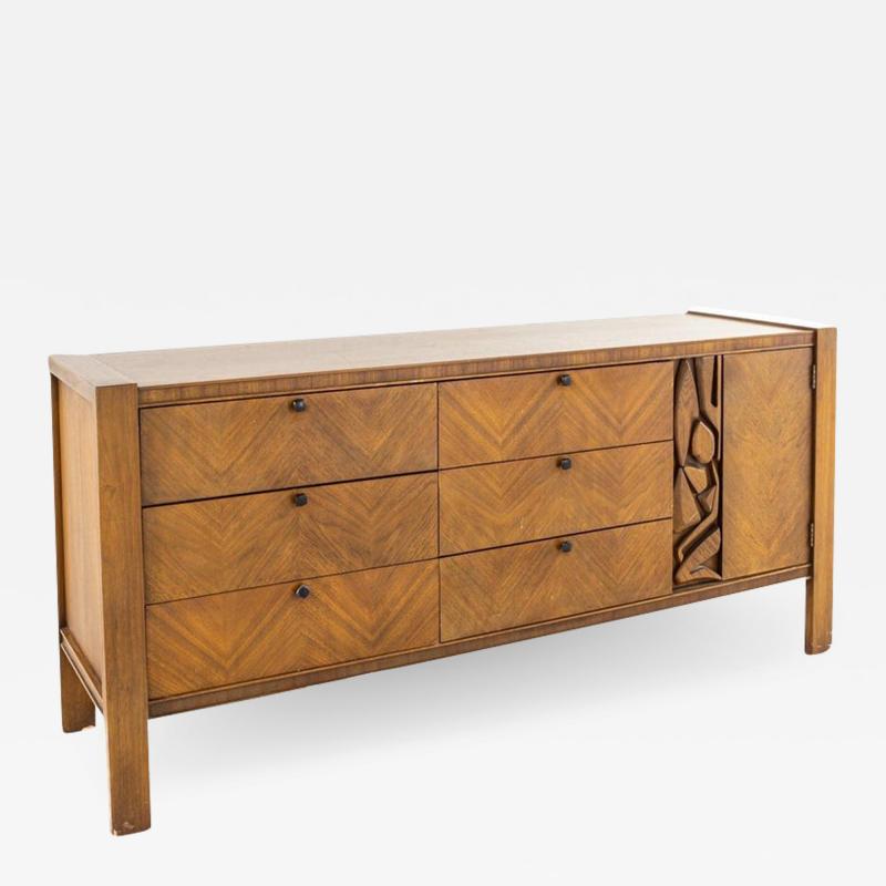 United Mid Century Tiki Lowboy Walnut Dresser