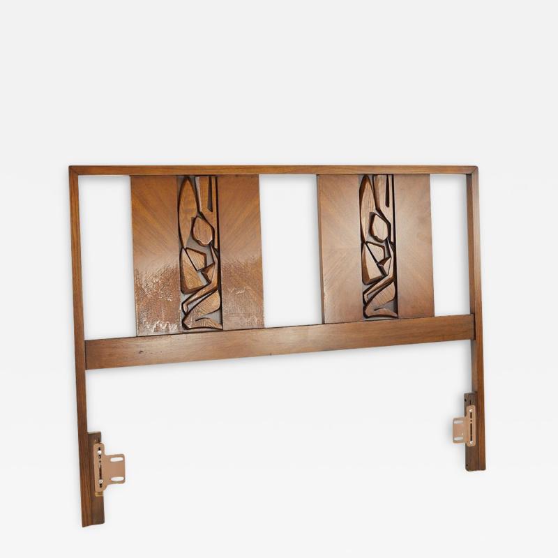 United Tiki Brutalist Mid Century Walnut Queen Headboard