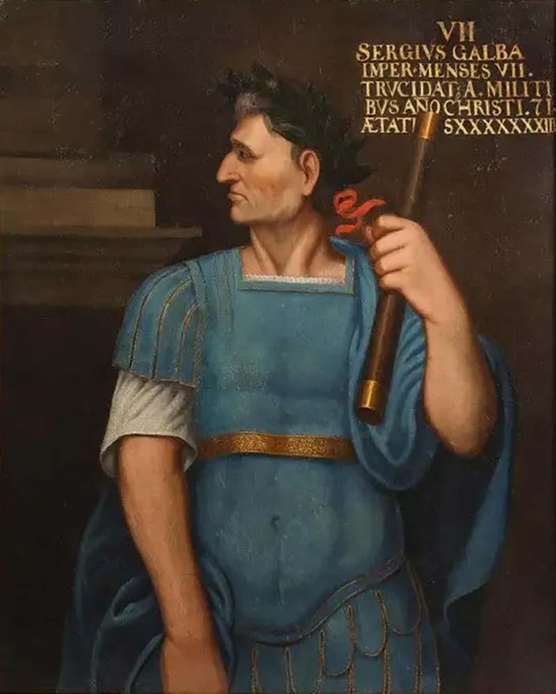 Unknown A Large Oil on Canvas Painting of Sergius Galba A Roman Emperor