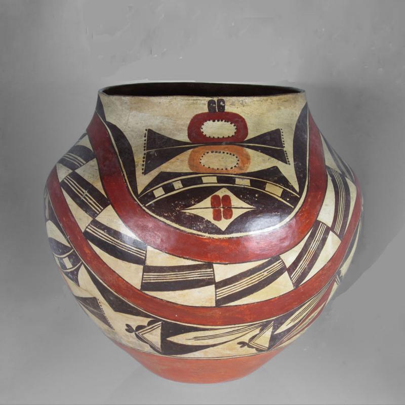 Unknown Artist Acoma Four Color Jar with Rainbow Bands