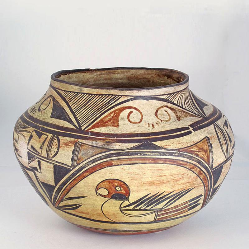 Unknown Artist Hopi Polacca polychrome pictorial jar