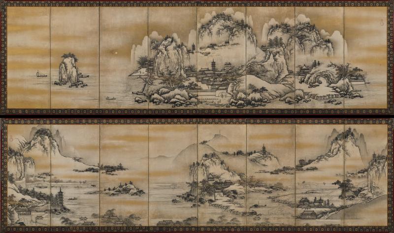 Unkoku Toyo 17th Century Japanese Screen View of West Lake by Unkoku Toyo