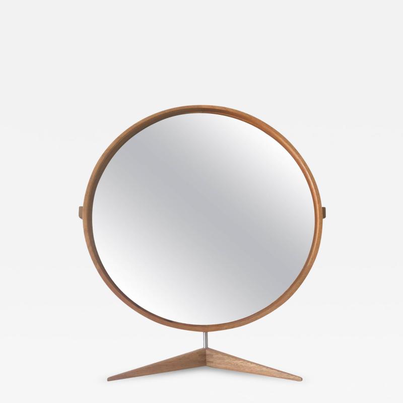 Uno Osten Kristiansson Elegant Oak Table Mirror by Uno sten Kristiansson for Luxus Sweden 1960s