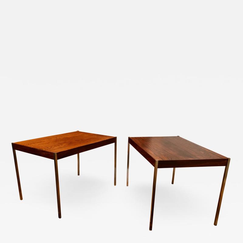 Uno Osten Kristiansson Pair of Rosewood and Aluminum Sidetables by Luxus