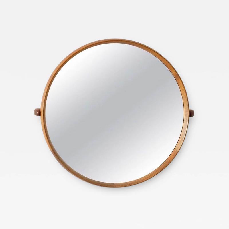 Uno Osten Kristiansson Round Swedish Midcentury Mirror in Teak by Uno O sten Kristiansson for Luxus