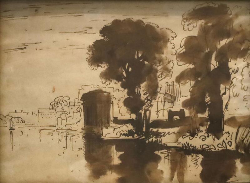 Unsigned impressionist ink drawing
