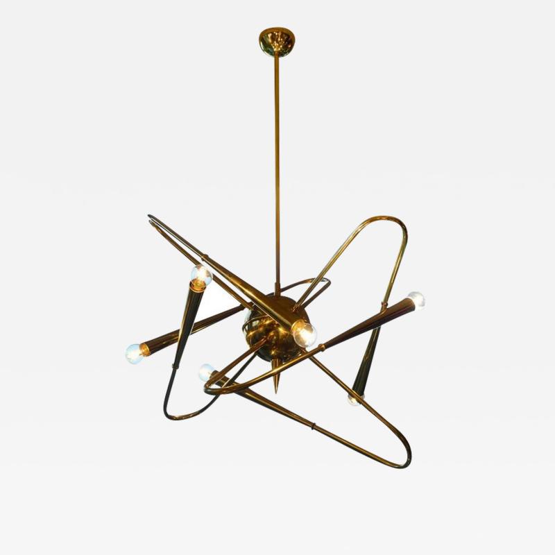 Unusual Brass Sputnik Chandelier