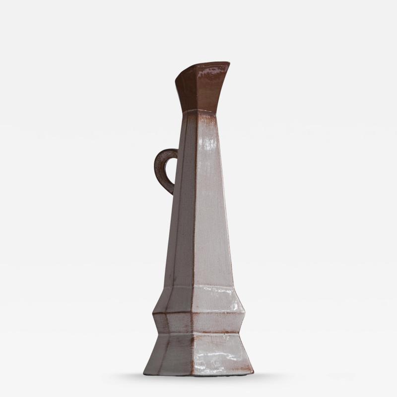 Unusual Cubist Studio Pottery Pitcher Vase 1950s