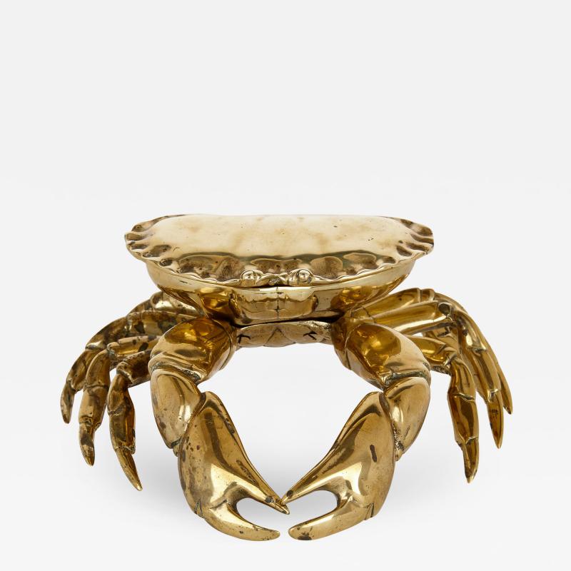 Unusual English crab shaped brass inkstand