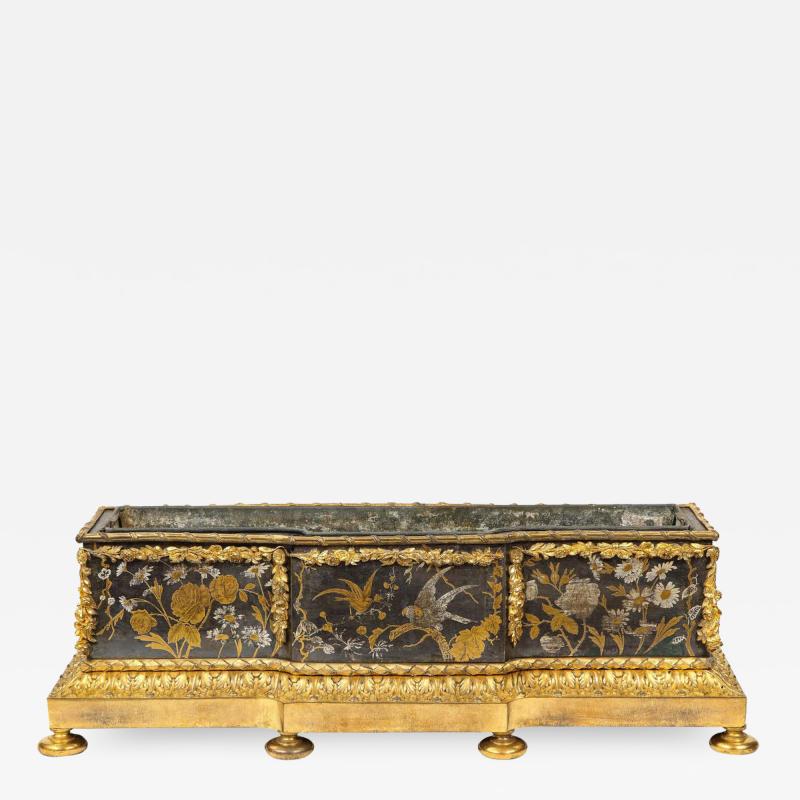 Unusual French Japonisme Ormolu Mounted Tole Jardiniere circa 1870