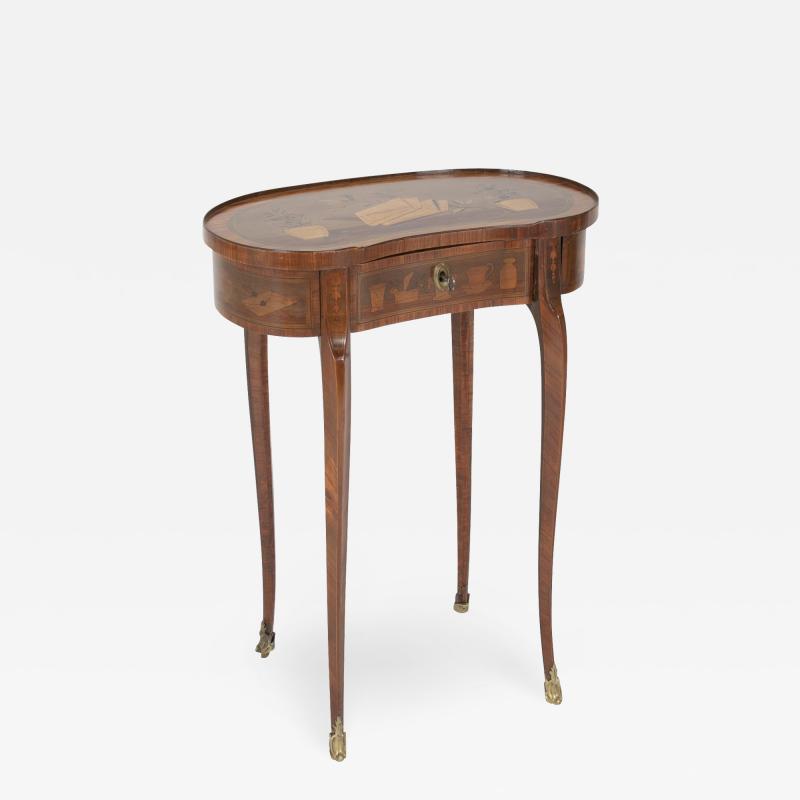 Unusual Louis XV Kidney Form Marquetry Table after Charles Topino