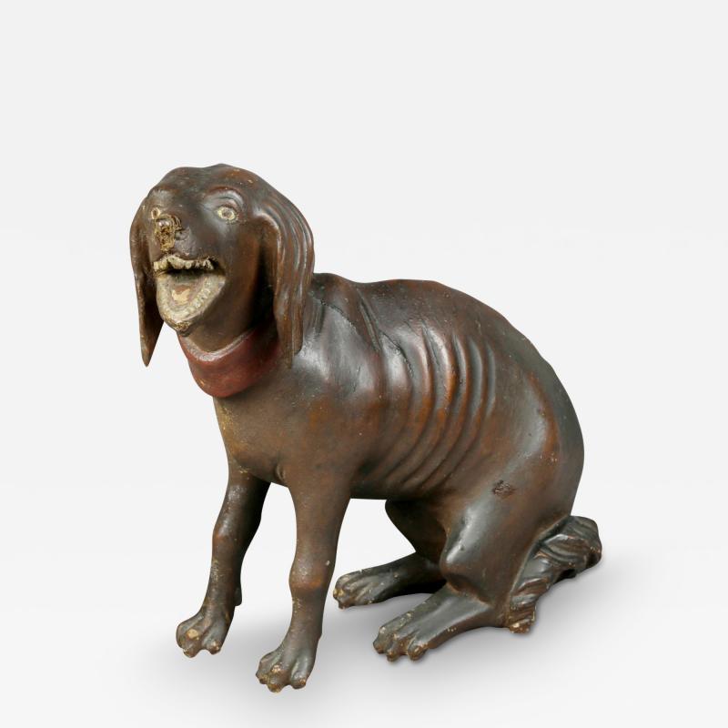 Unusual Painted and Carved Wood Dog