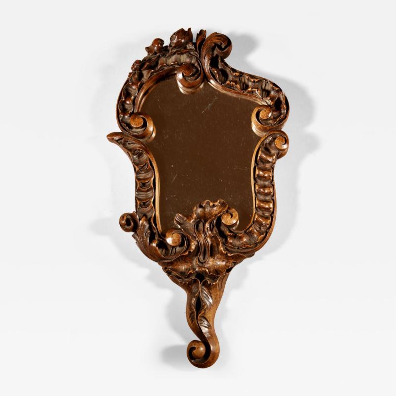 Unusually Fine Carved Hand Wall Mirror 