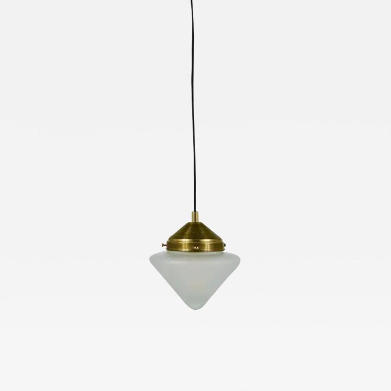 Up to 10 Art Deco Brass Pendant Lights with Conical Glass Shades Vienna 1930s
