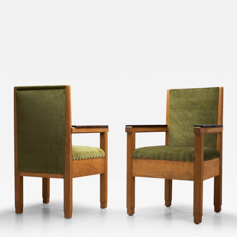 Upholstered Amsterdamse School Chairs The Netherlands Early 20th Century