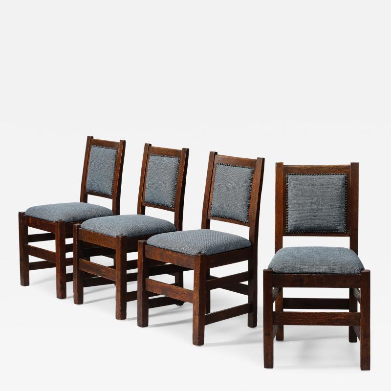 Upholstered Dining Chairs with Oak Frames United States c 1940