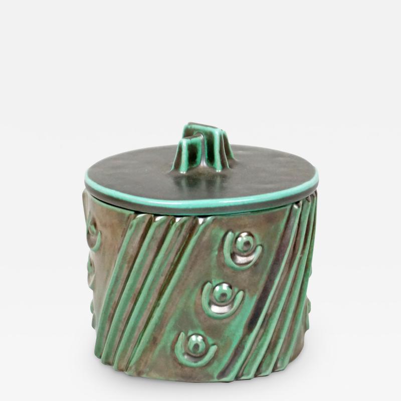 Upsala Ekeby Art Deco LIdded Jar by Anna Lisa Thomson for Ekeby