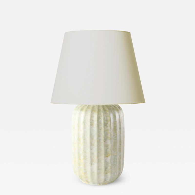 Upsala Ekeby Art Deco Vase in Sponged Yellow Sage by Upsala Ekeby