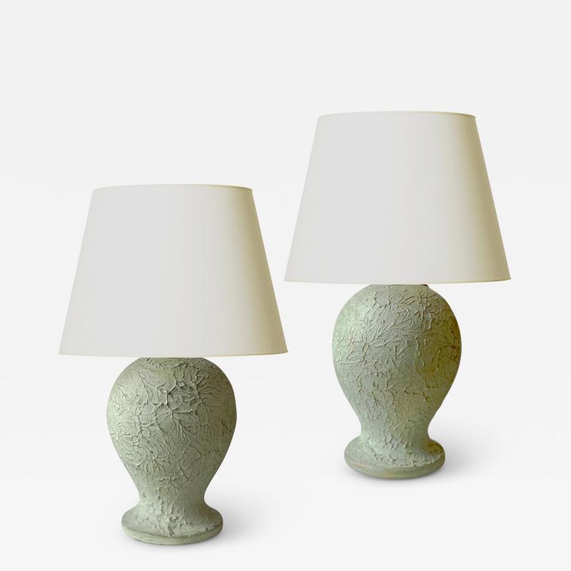 Upsala Ekeby Duo of Textured Table Lamps by Upsala Ekeby