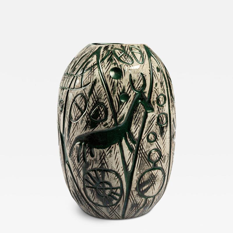 Upsala Ekeby Hedenh s Vase with Neolithic Style Designs by Mari Simmulson for Ekeby