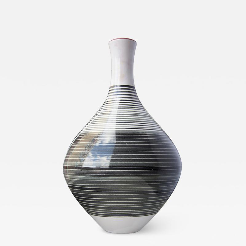 Upsala Ekeby Mod Vase in Black and White by Mari Simmulsson for Ekeby