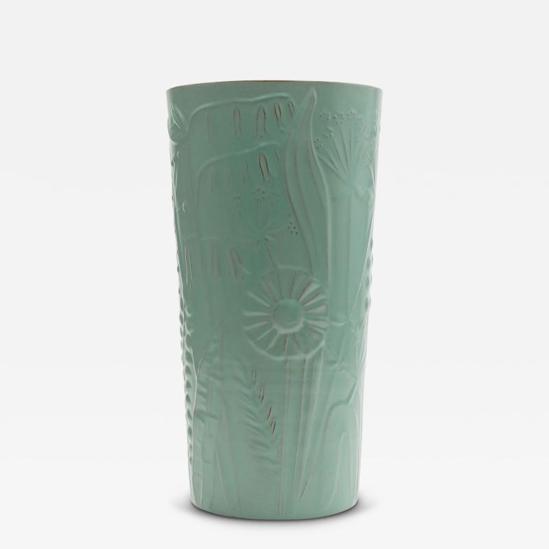 Upsala Ekeby Monumental Vase or Umbrella Stand in Celadon Glaze by Upsala Ekeby