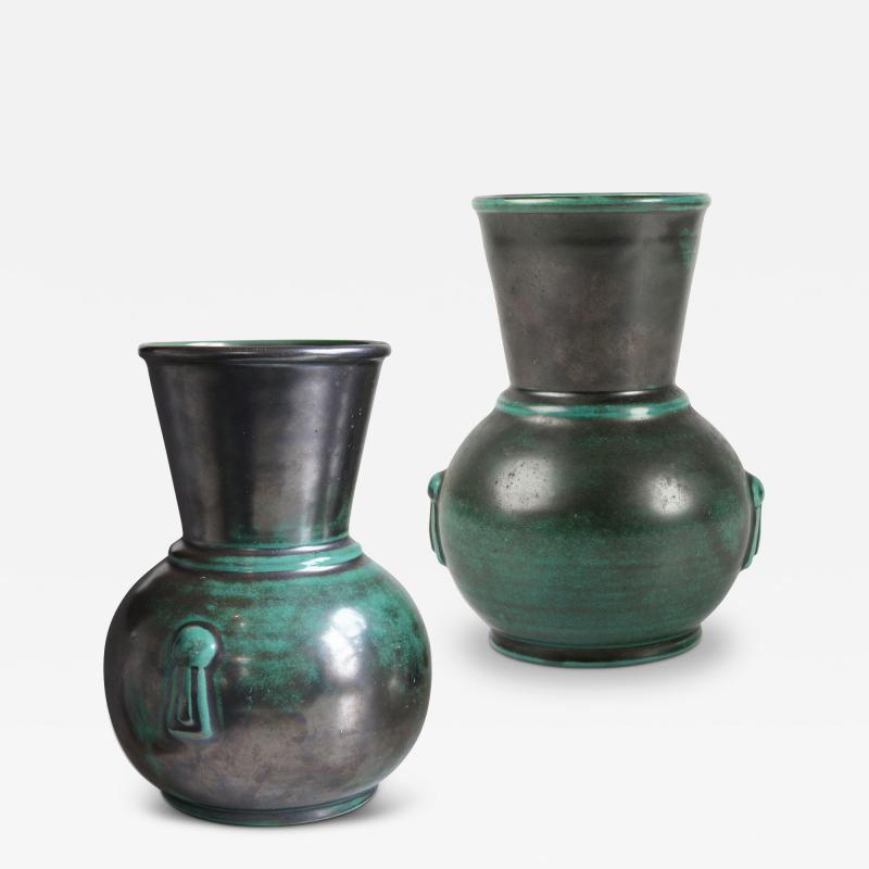 Upsala Ekeby Pair of Art Deco Vases by Harald stergren for Upsala Ekeby