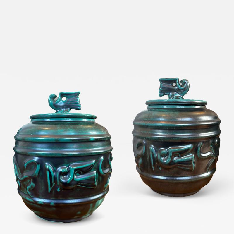 Upsala Ekeby Pair of Lidded Urns by Upsala Ekeby
