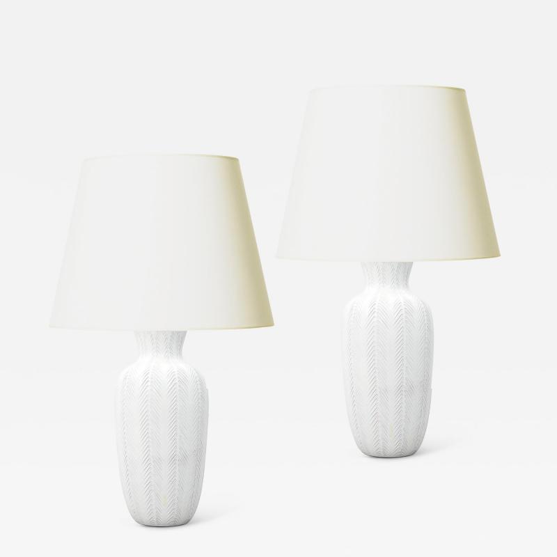 Upsala Ekeby Pair of Monumental Lancett Series Table Lamps by Anna Lisa Thomson for Ekeby